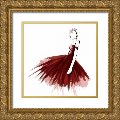 Red Attitude Gold Ornate Wood Framed Art Print with Double Matting by OnRei