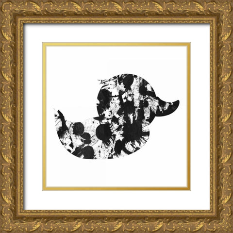 Splatter Duck Gold Ornate Wood Framed Art Print with Double Matting by OnRei