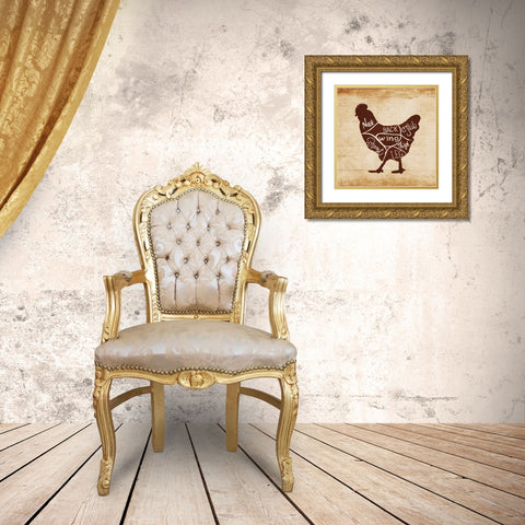 Chicken Cut Gold Ornate Wood Framed Art Print with Double Matting by OnRei