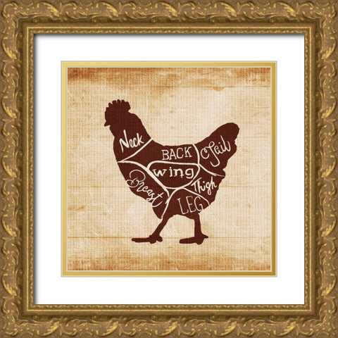 Chicken Cut Gold Ornate Wood Framed Art Print with Double Matting by OnRei