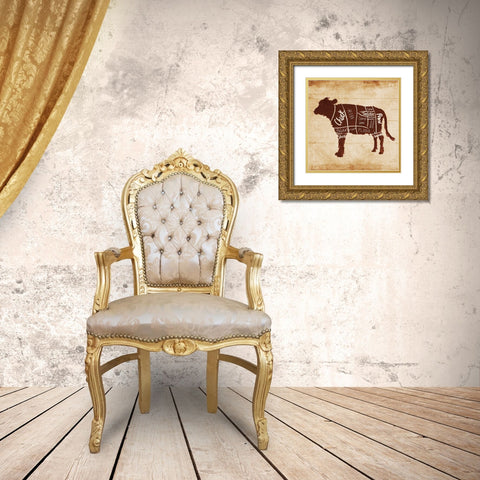 Cow Cut Gold Ornate Wood Framed Art Print with Double Matting by OnRei