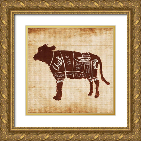 Cow Cut Gold Ornate Wood Framed Art Print with Double Matting by OnRei