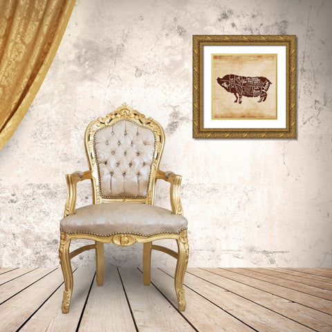 Pig Cut Gold Ornate Wood Framed Art Print with Double Matting by OnRei