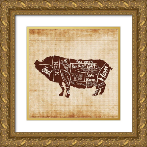 Pig Cut Gold Ornate Wood Framed Art Print with Double Matting by OnRei