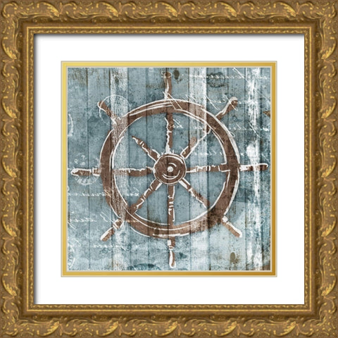 Sketched Wheel Gold Ornate Wood Framed Art Print with Double Matting by OnRei