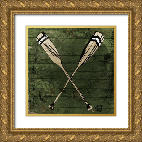 Sketched Oars Gold Ornate Wood Framed Art Print with Double Matting by OnRei