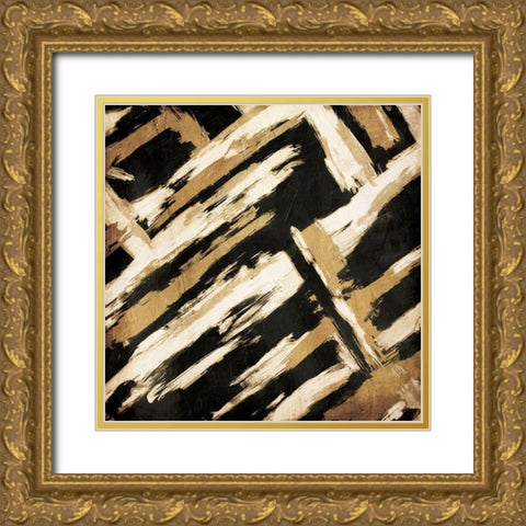 Hectic Maze Gold Ornate Wood Framed Art Print with Double Matting by OnRei