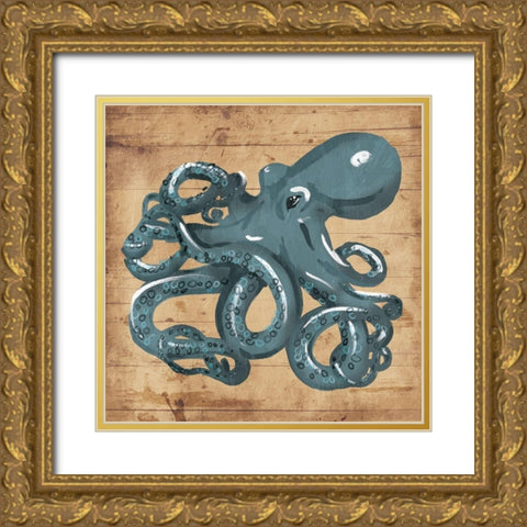 Octo Rings Gold Ornate Wood Framed Art Print with Double Matting by OnRei