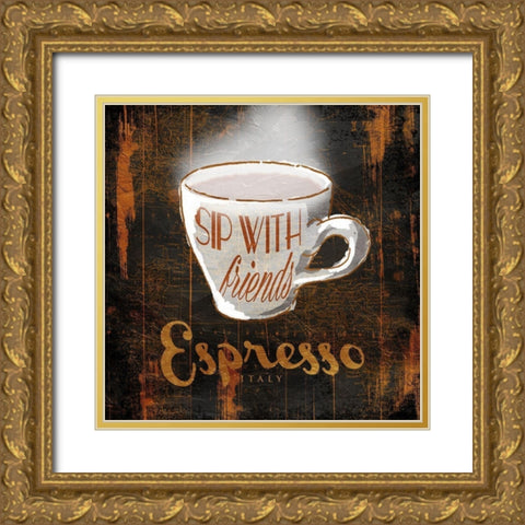 Italian Espresso Gold Ornate Wood Framed Art Print with Double Matting by OnRei