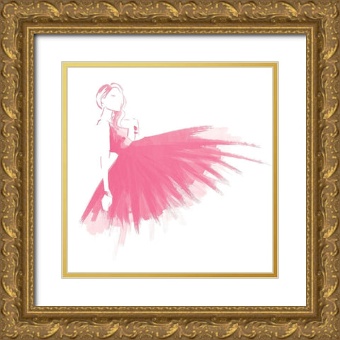 Pink Attitude Two Gold Ornate Wood Framed Art Print with Double Matting by OnRei