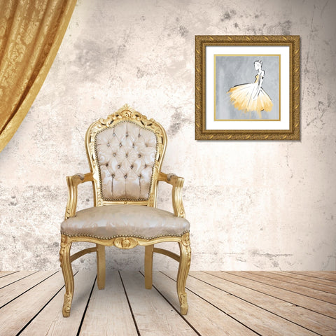 Cream Dress Gold Ornate Wood Framed Art Print with Double Matting by OnRei