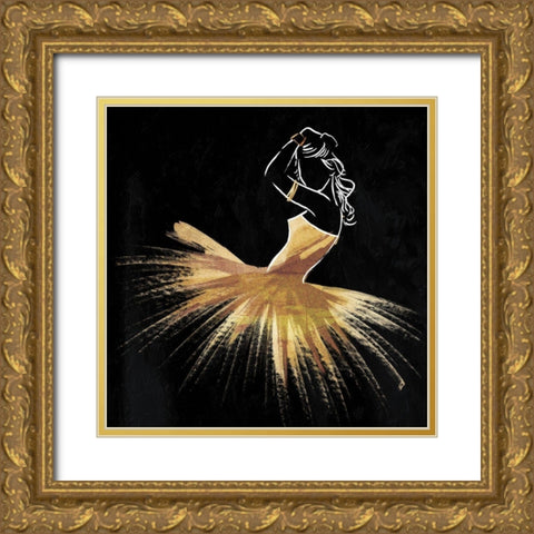 Golden Dress Puff Gold Ornate Wood Framed Art Print with Double Matting by OnRei