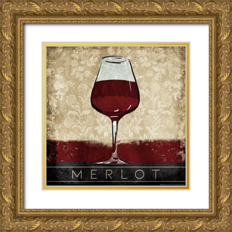 Merlot Gold Ornate Wood Framed Art Print with Double Matting by OnRei