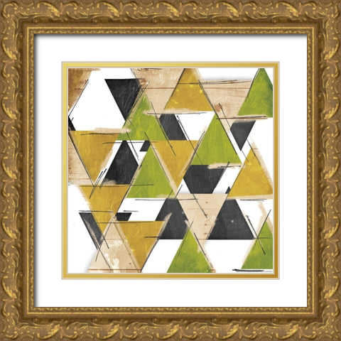 Loading Triangles Gold Ornate Wood Framed Art Print with Double Matting by OnRei