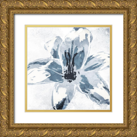 Sketched Cool Flower Gold Ornate Wood Framed Art Print with Double Matting by OnRei