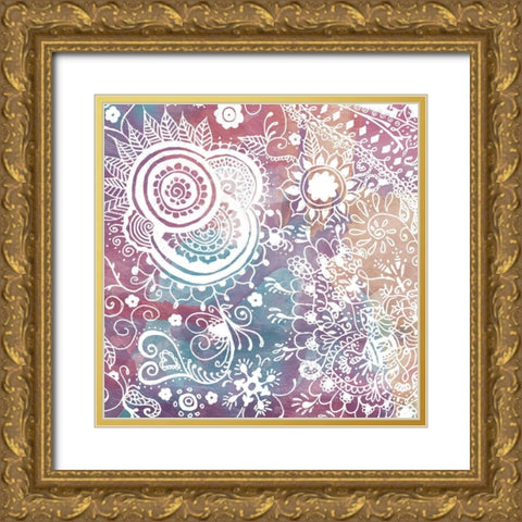 Maze Of Henna Mate Gold Ornate Wood Framed Art Print with Double Matting by OnRei