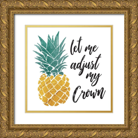 Pineapple Crown Gold Ornate Wood Framed Art Print with Double Matting by OnRei