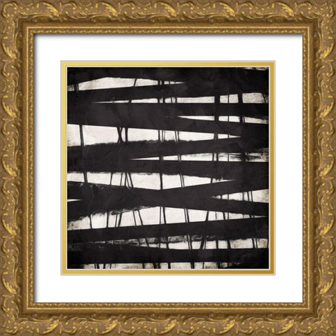 Crazy Lines Gold Ornate Wood Framed Art Print with Double Matting by OnRei