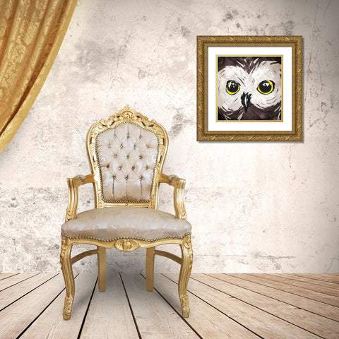 Owl Eyes Gold Ornate Wood Framed Art Print with Double Matting by OnRei