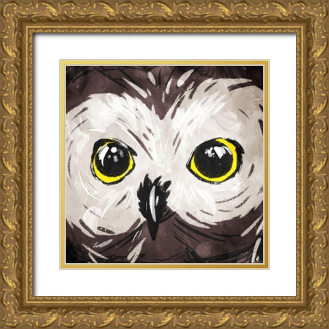 Owl Eyes Gold Ornate Wood Framed Art Print with Double Matting by OnRei