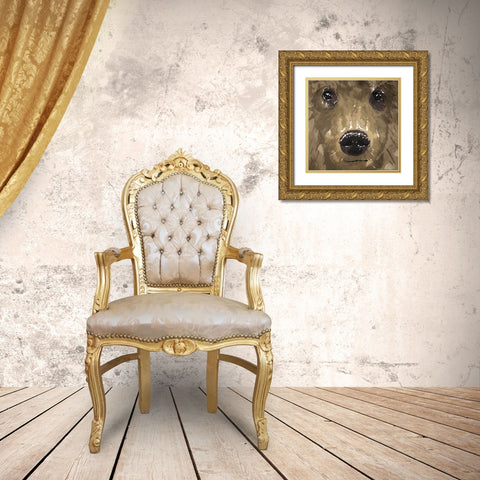 Bear Eyes Gold Ornate Wood Framed Art Print with Double Matting by OnRei