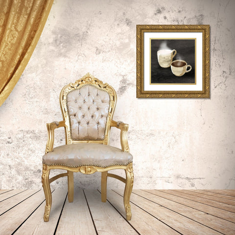 Coffee Break Gold Ornate Wood Framed Art Print with Double Matting by OnRei