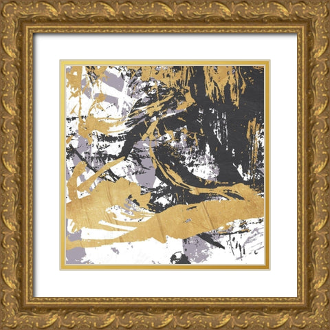 Free Form Muted Purp Gold Ornate Wood Framed Art Print with Double Matting by OnRei