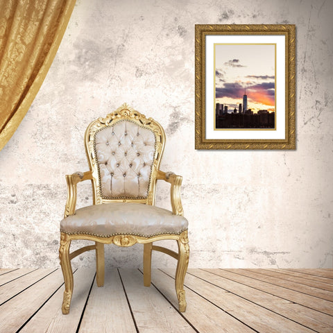 Good Night New York Gold Ornate Wood Framed Art Print with Double Matting by Orlando