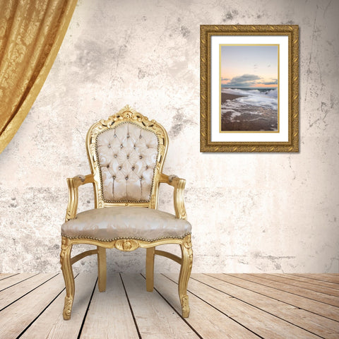 Ocean Foam Gold Ornate Wood Framed Art Print with Double Matting by Orlando