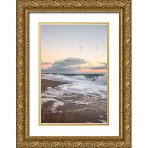 Ocean Foam Gold Ornate Wood Framed Art Print with Double Matting by Orlando