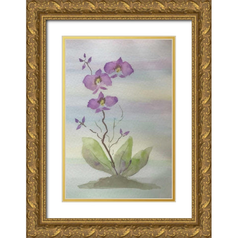 Orchid Duo 1 Gold Ornate Wood Framed Art Print with Double Matting by Pearson, Debbie