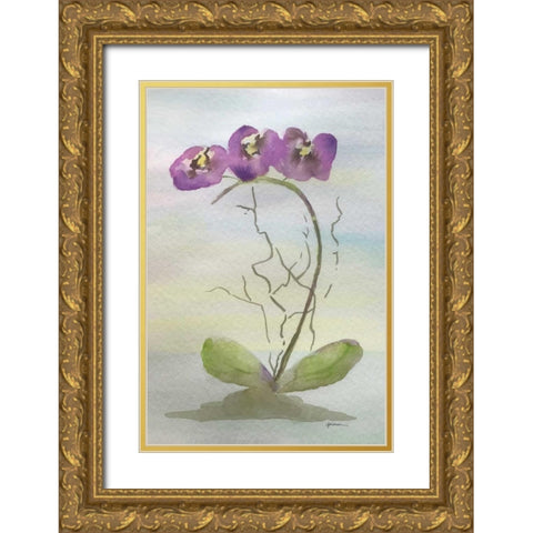 Orchid Duo 2 Gold Ornate Wood Framed Art Print with Double Matting by Pearson, Debbie
