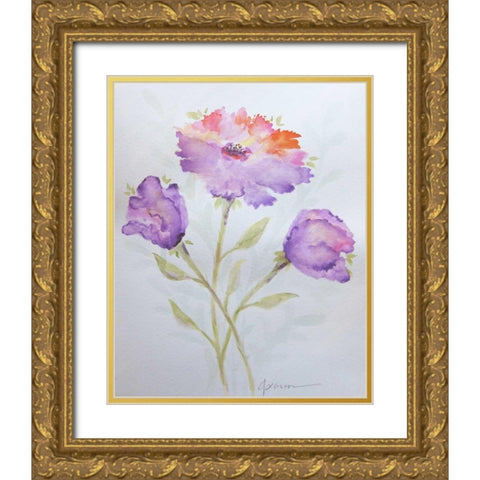 Poppies 2 Gold Ornate Wood Framed Art Print with Double Matting by Pearson, Debbie