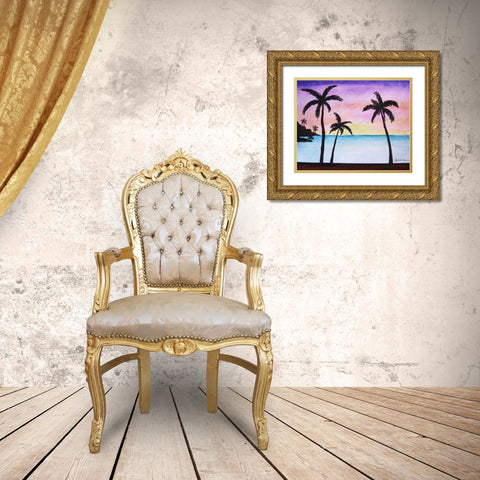 Tropical Palms 1 Gold Ornate Wood Framed Art Print with Double Matting by Pearson, Debbie