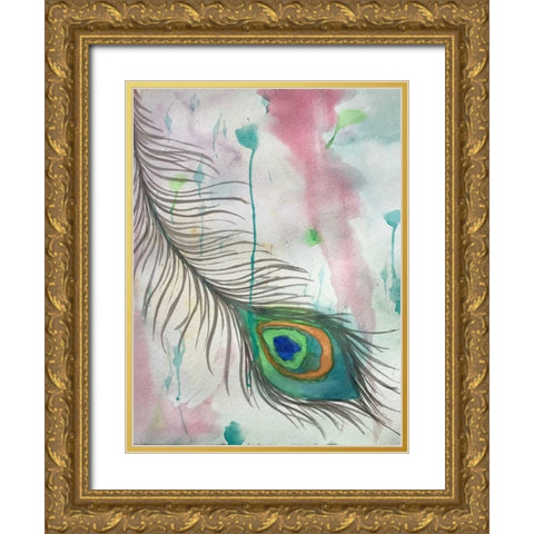 Feather 556 Gold Ornate Wood Framed Art Print with Double Matting by Pearson, Debbie