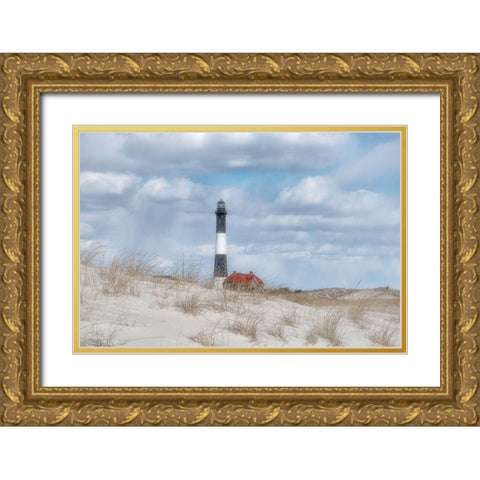 Fire Island Lighthouse Gold Ornate Wood Framed Art Print with Double Matting by DeLuca, Pat
