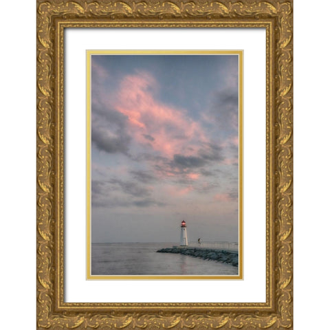 Patchogue Sunset Gold Ornate Wood Framed Art Print with Double Matting by DeLuca, Pat