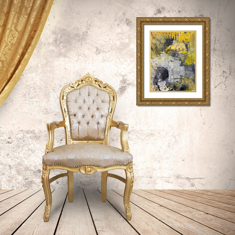 Shinning Abstract 1 Gold Ornate Wood Framed Art Print with Double Matting by Spina, Phyllis