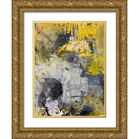 Shinning Abstract 1 Gold Ornate Wood Framed Art Print with Double Matting by Spina, Phyllis