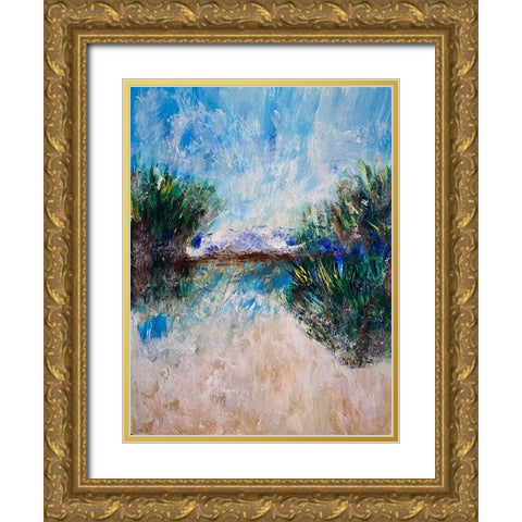 Seaside Gold Ornate Wood Framed Art Print with Double Matting by Spina, Phyllis