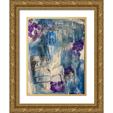 Purple Slashes Gold Ornate Wood Framed Art Print with Double Matting by Spina, Phyllis