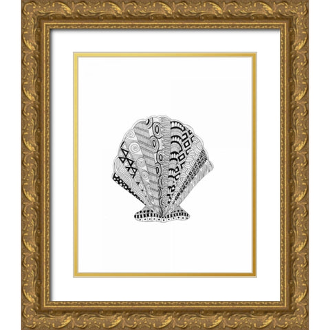 BW Decorated Scallop Gold Ornate Wood Framed Art Print with Double Matting by Varacek, Pam