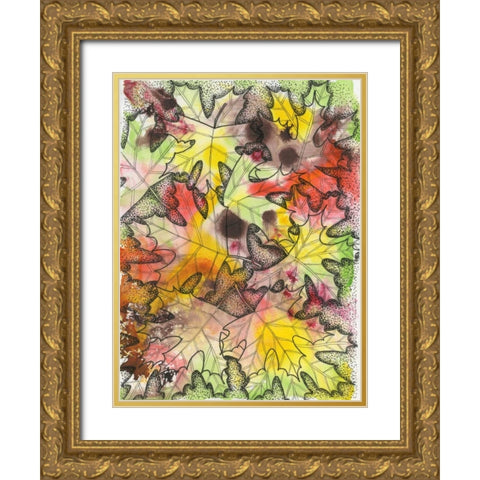 Fall Foliage Gold Ornate Wood Framed Art Print with Double Matting by Varacek, Pam