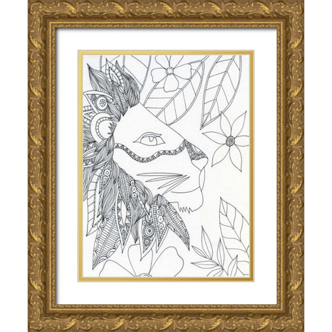 String Lion Gold Ornate Wood Framed Art Print with Double Matting by Varacek, Pam
