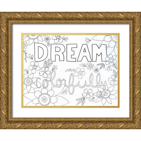 Colorful Dream Gold Ornate Wood Framed Art Print with Double Matting by Varacek, Pam