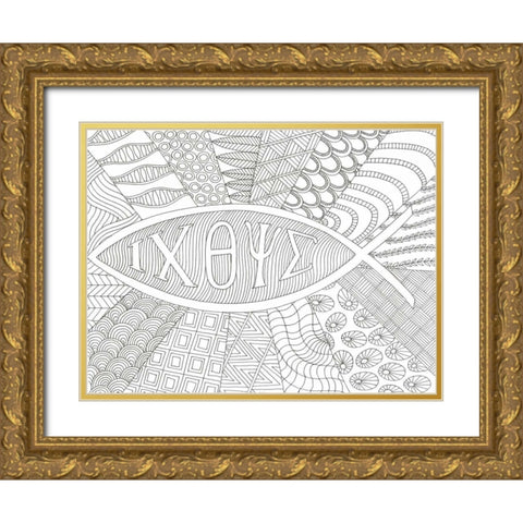 Eternal Fish Gold Ornate Wood Framed Art Print with Double Matting by Varacek, Pam