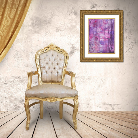 Purple Positive Vibes Gold Ornate Wood Framed Art Print with Double Matting by Varacek, Pam