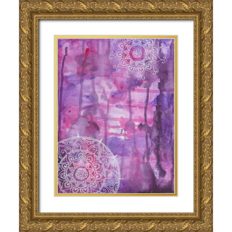 Purple Positive Vibes Gold Ornate Wood Framed Art Print with Double Matting by Varacek, Pam