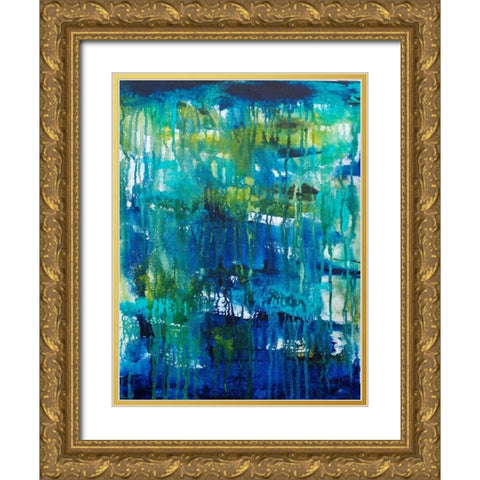 Water Abstraction Gold Ornate Wood Framed Art Print with Double Matting by Varacek, Pam