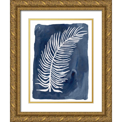 Indigo Silhouette C Gold Ornate Wood Framed Art Print with Double Matting by Varacek, Pam